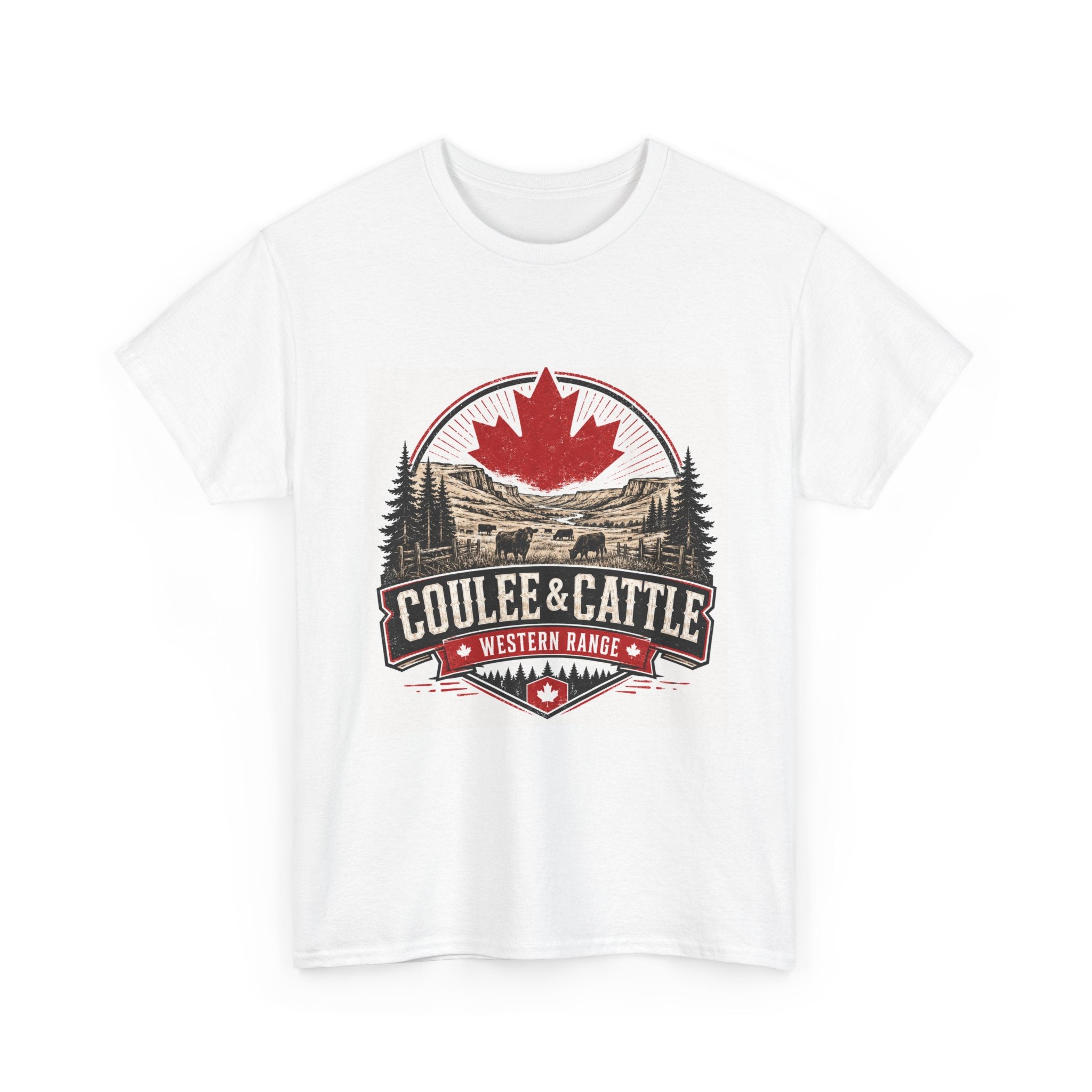 Coulee & Cattle Western Ranch T-Shirt — Canadian Maple Logo Tee