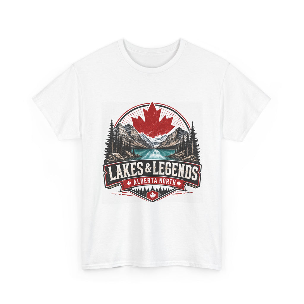 Lakes & Legends Alberta North T‑Shirt — Canadian Maple Mountain Lake Graphic Tee
