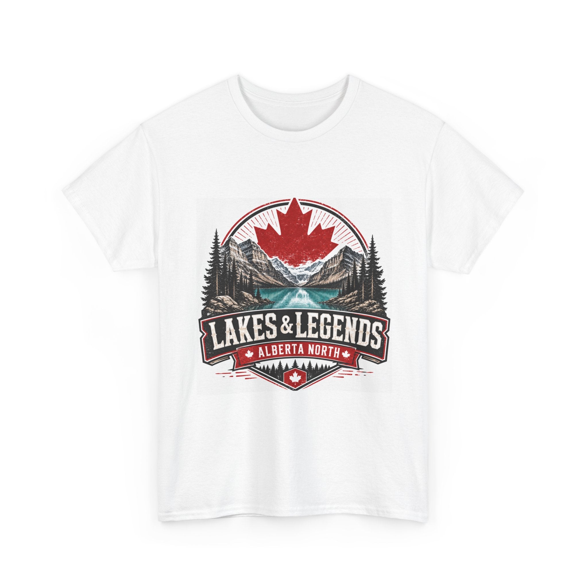 Lakes & Legends Alberta North T‑Shirt — Canadian Maple Mountain Lake Graphic Tee