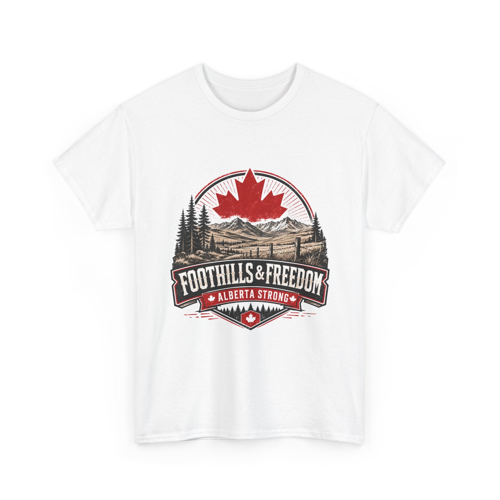 Canada Foothills & Freedom T-Shirt — Alberta Strong Mountain Graphic Tee
