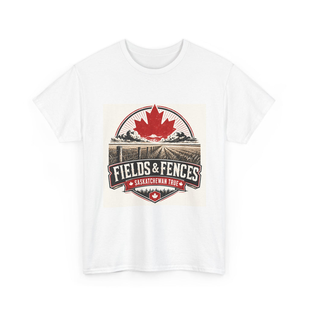 Fields & Fences Saskatchewan Tee — Canadian Maple Leaf Farm Vintage Shirt