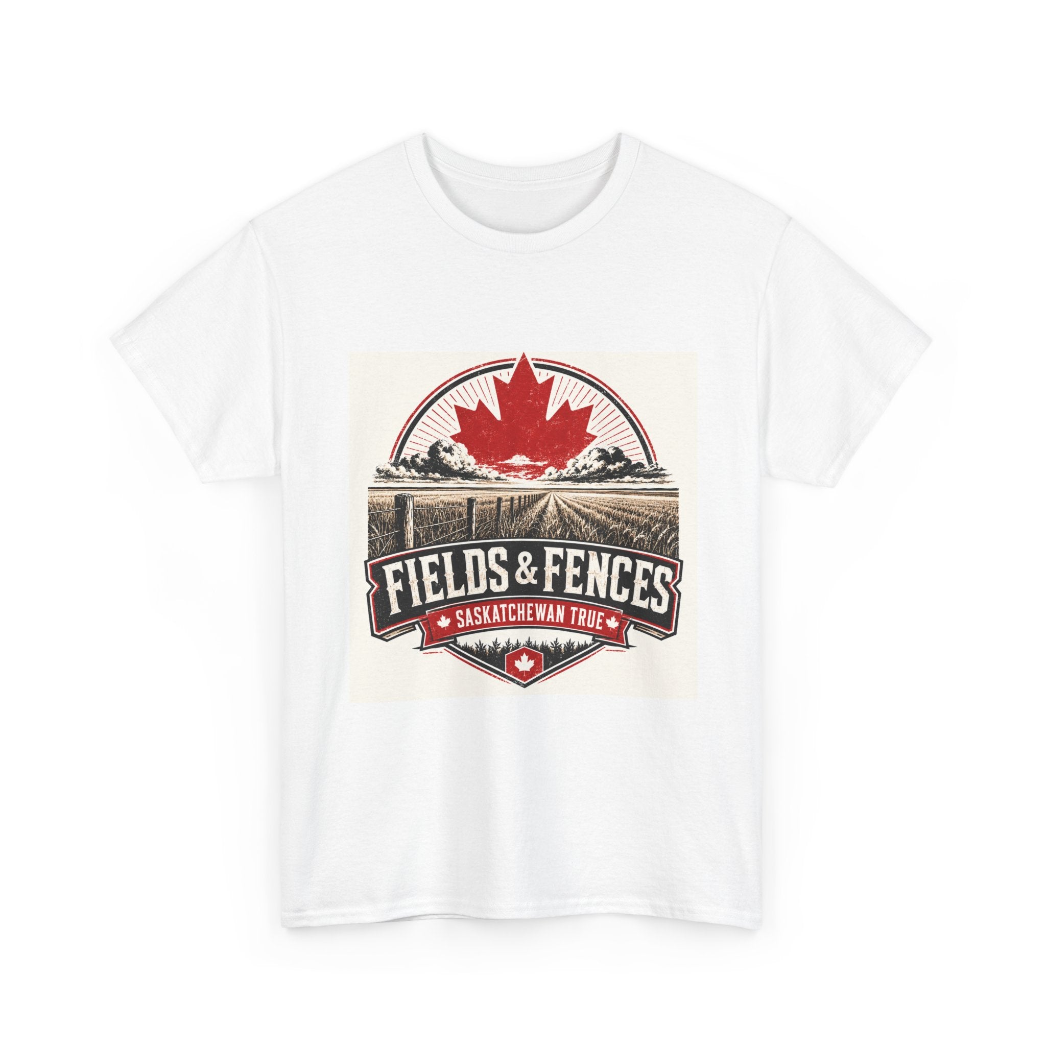 Fields & Fences Saskatchewan Tee — Canadian Maple Leaf Farm Vintage Shirt