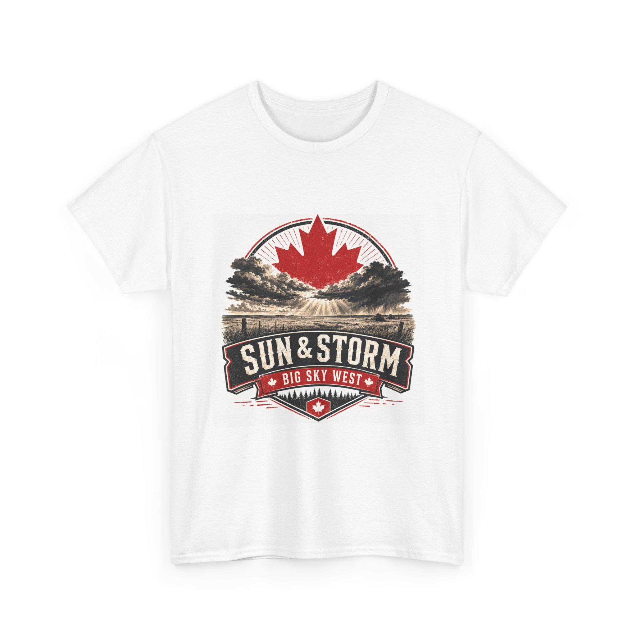 Sun & Storm Big Sky West Graphic Tee — Canadian Maple Badge T-Shirt