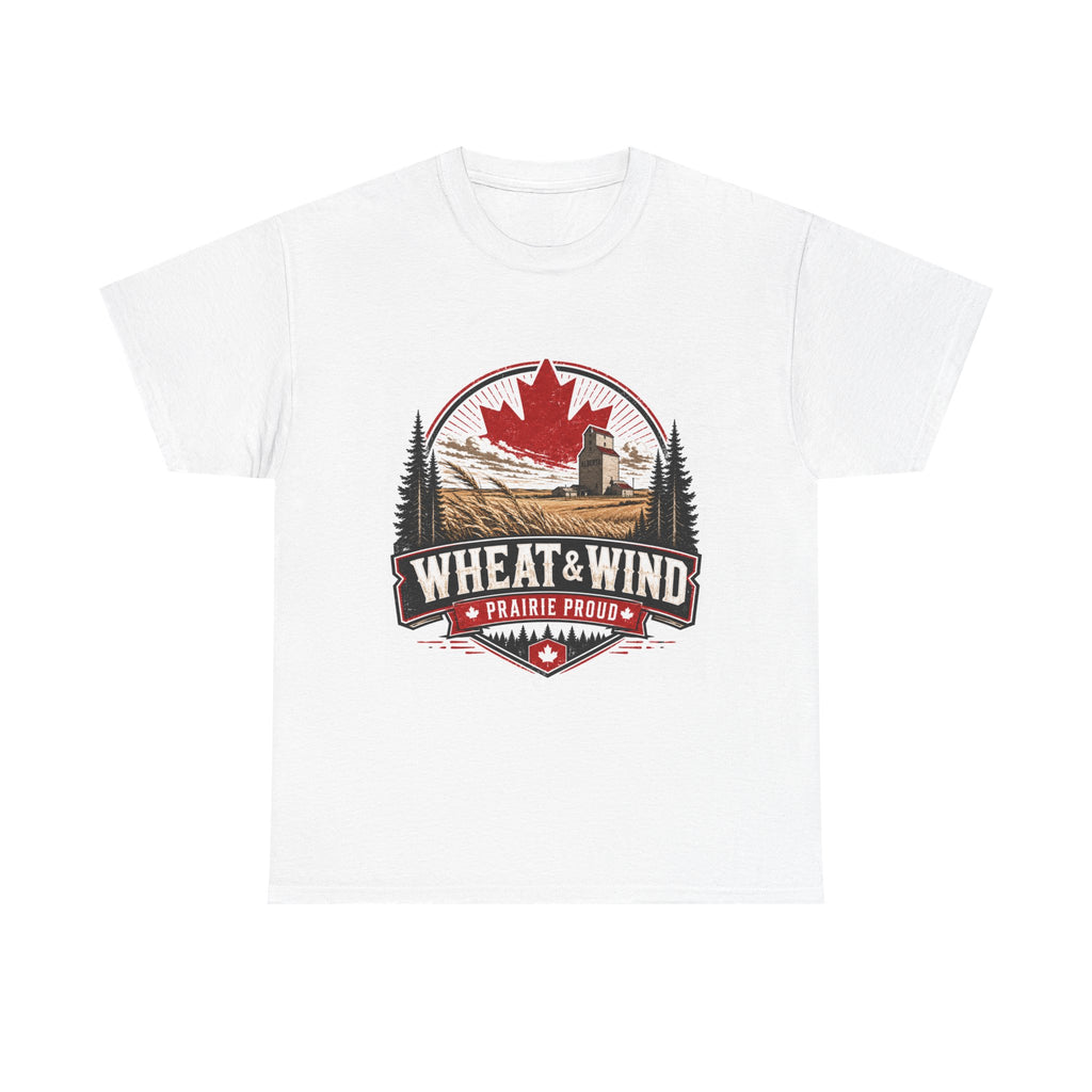 Wheat & Wind Prairie Proud T‑Shirt — Canadian Farm Vintage Logo Tee