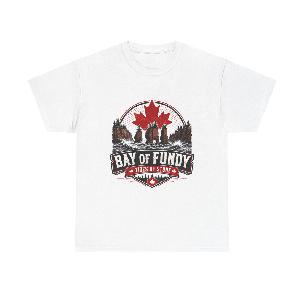 Bay of Fundy Tee – Canada Maple Shield, Tides of Stone Travel Shirt