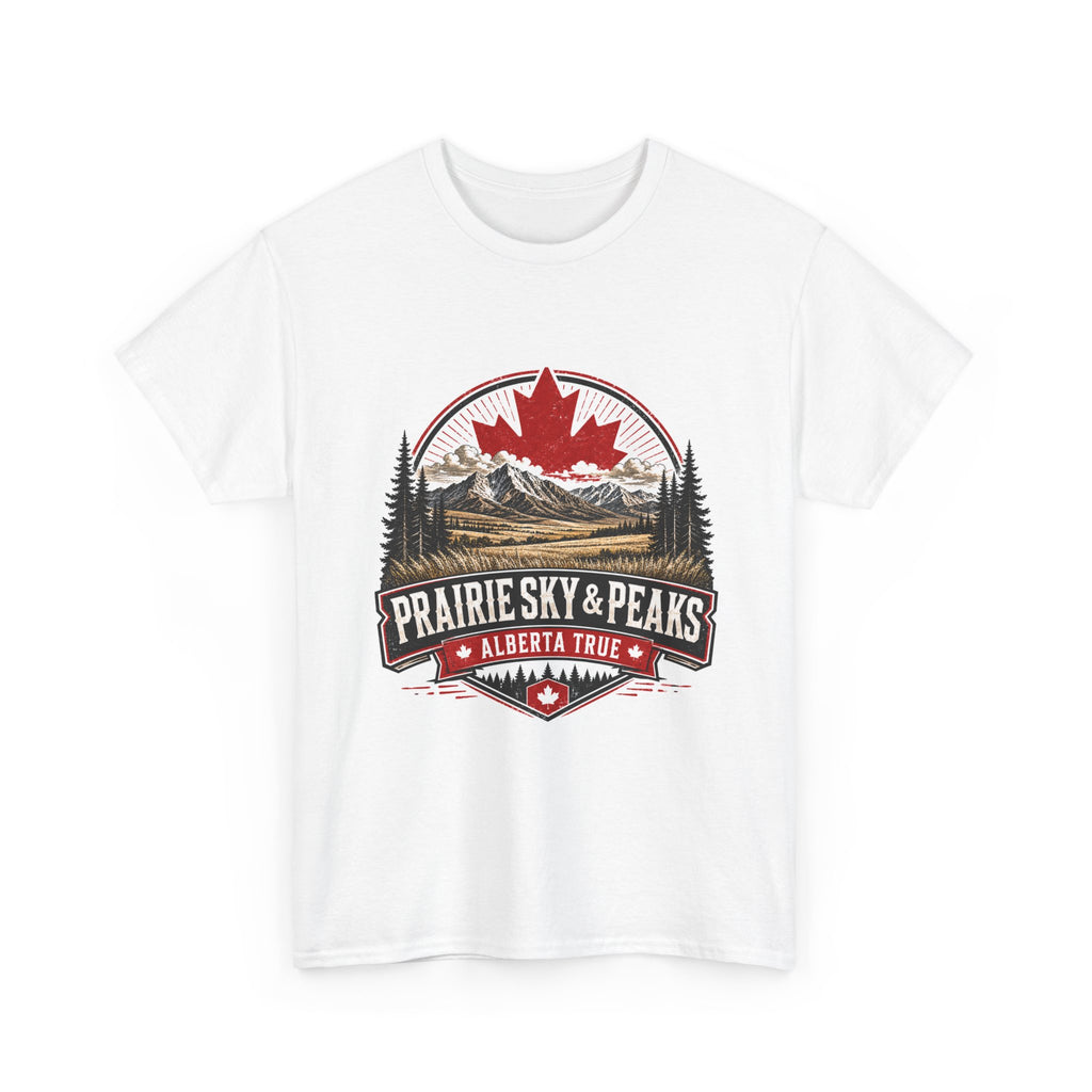 Alberta Prairie Sky & Peaks T‑Shirt — Canada Maple Mountain Outdoors Tee