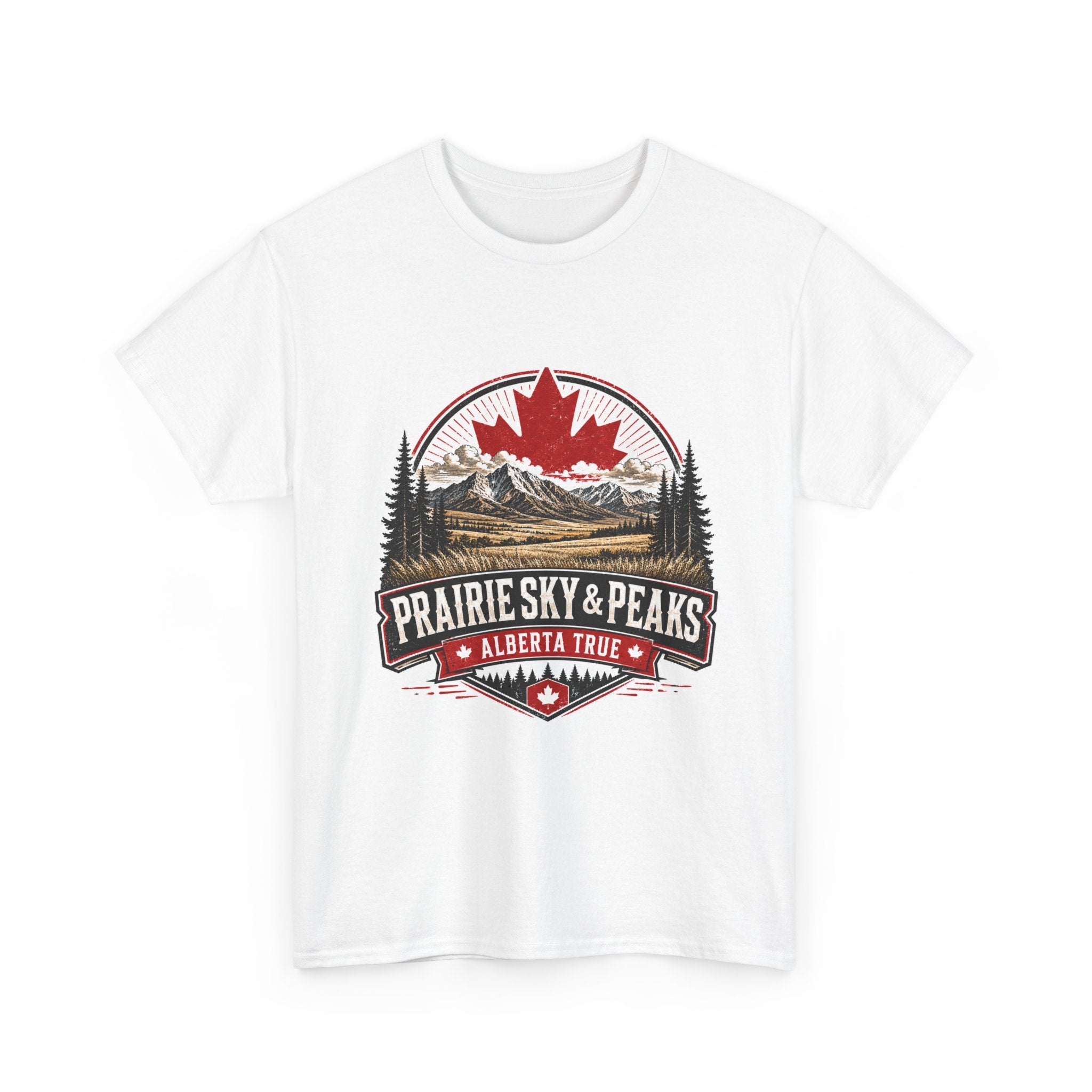 Alberta Prairie Sky & Peaks T‑Shirt — Canada Maple Mountain Outdoors Tee