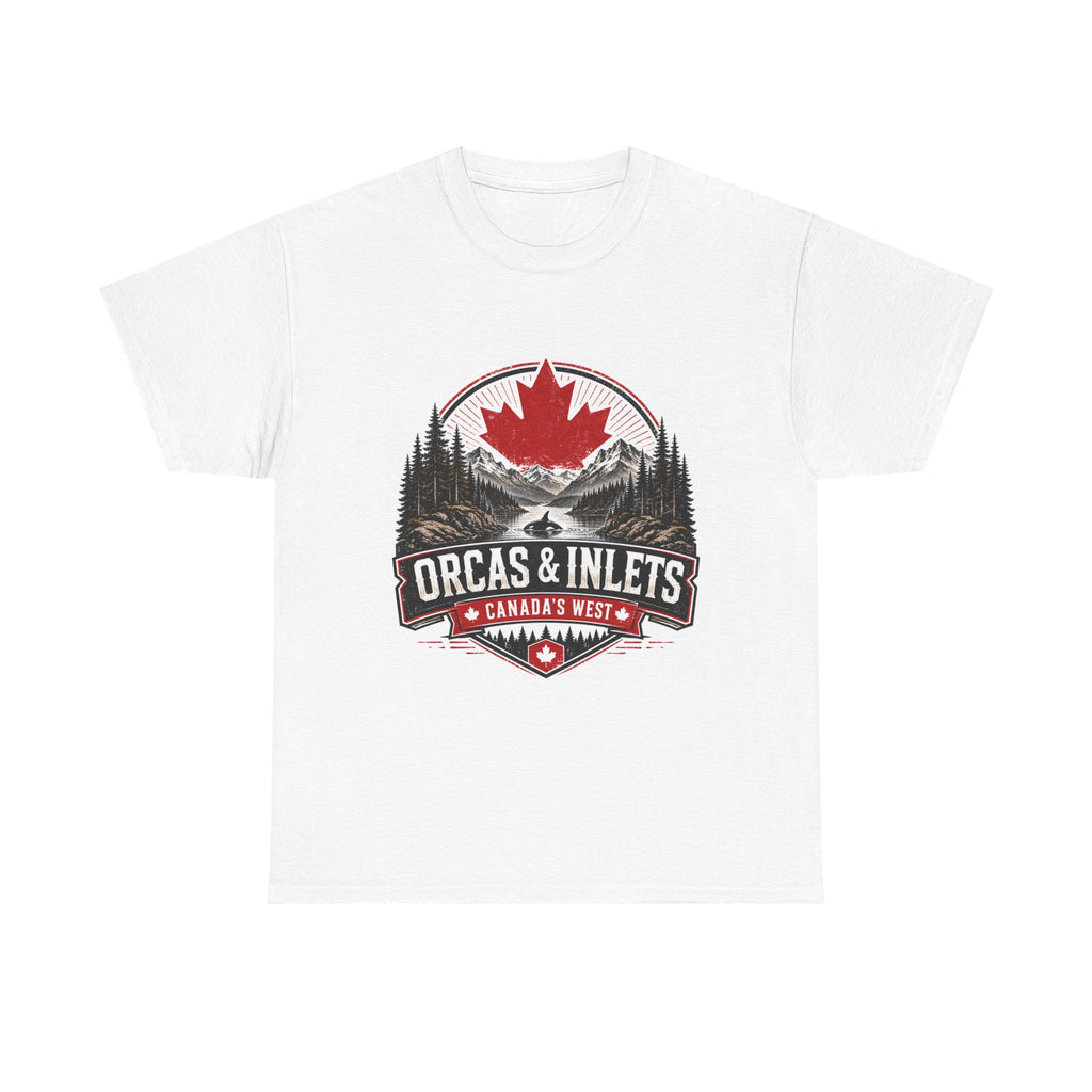Orcas & Inlets Canada West T-Shirt – Mountain, Forest & Maple Badge