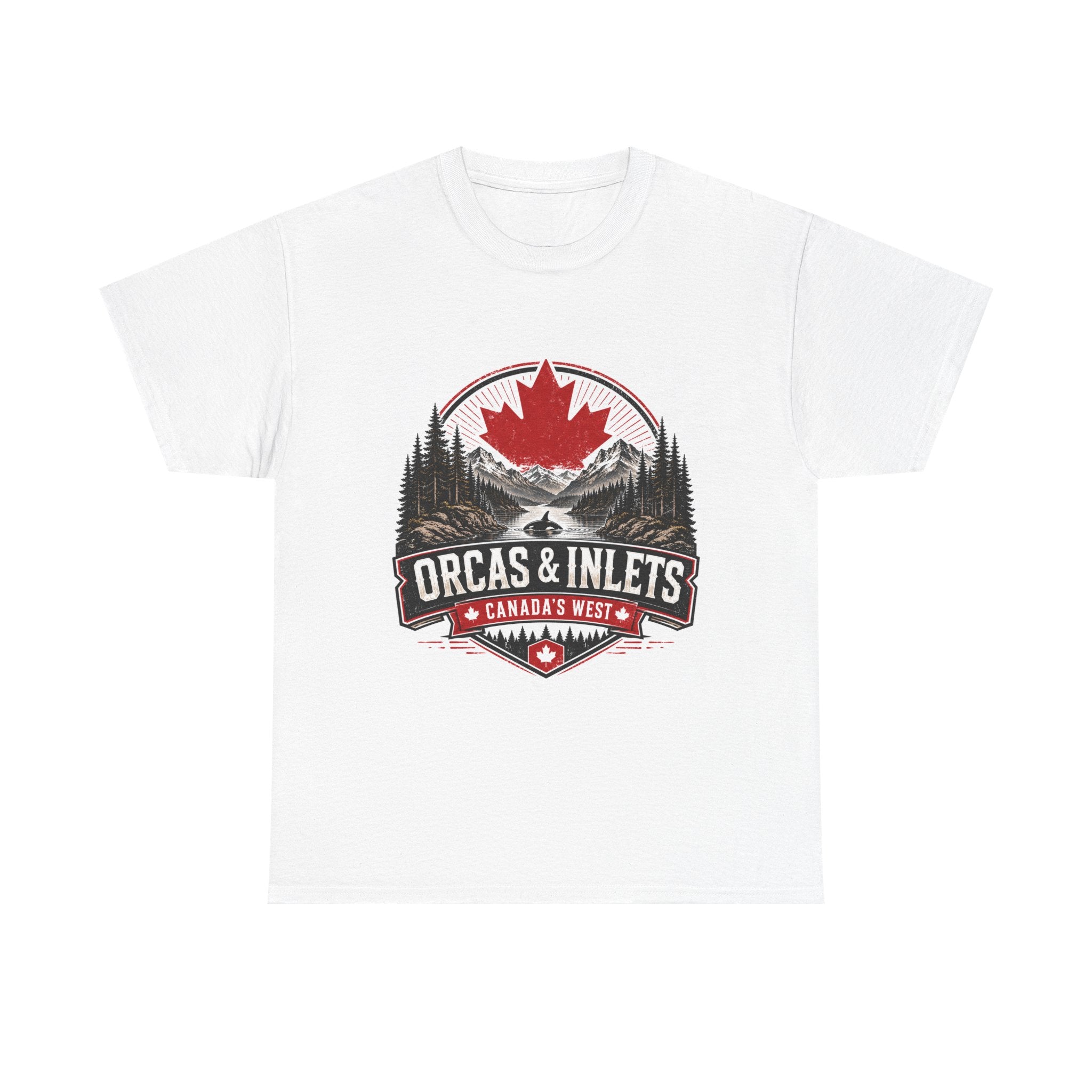 Orcas & Inlets Canada West T-Shirt – Mountain, Forest & Maple Badge