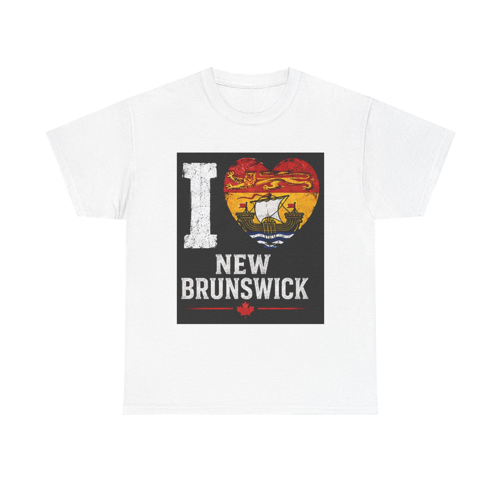 I Love New Brunswick T-Shirt – Retro Heart Flag Design