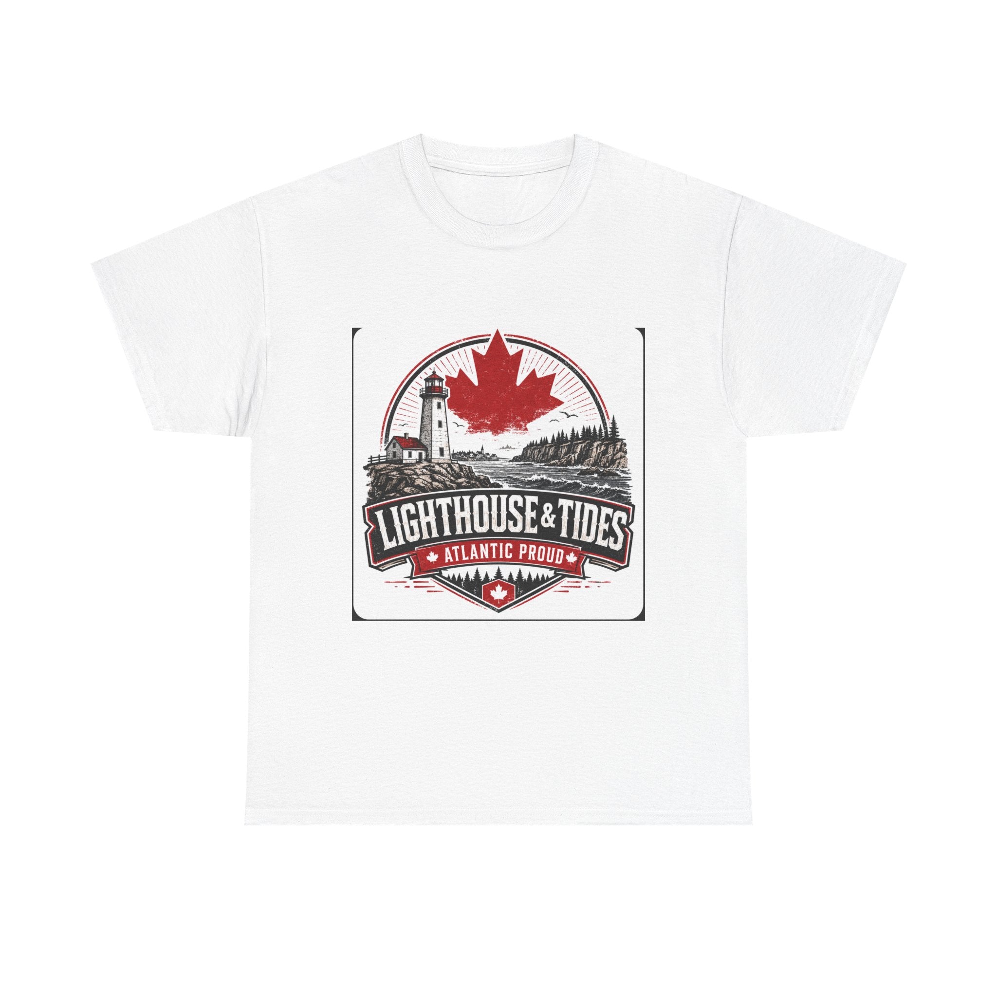 Lighthouse & Tides Atlantic Canada Tee — Canadian Maple Leaf Coastal Vintage T-Shirt