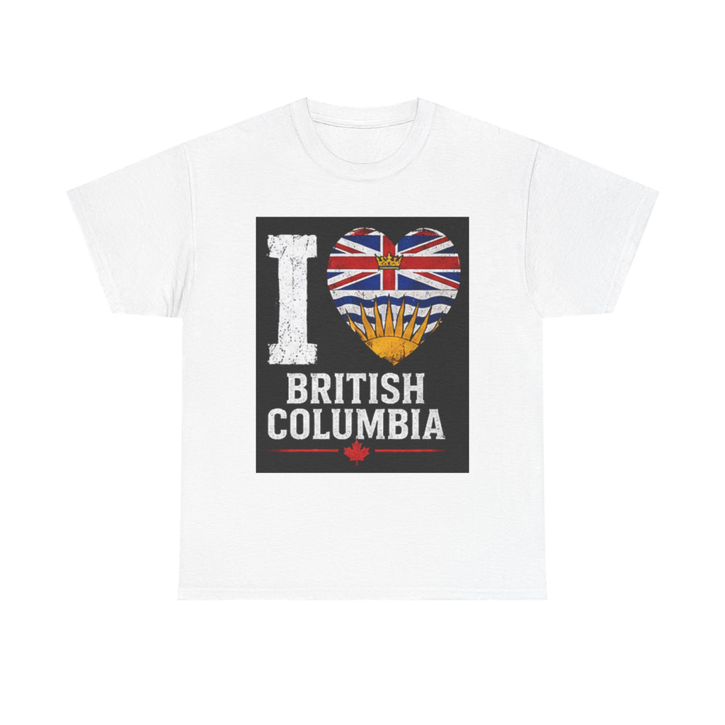 I Heart British Columbia T-Shirt — Canada Pride Tee with BC Flag Heart