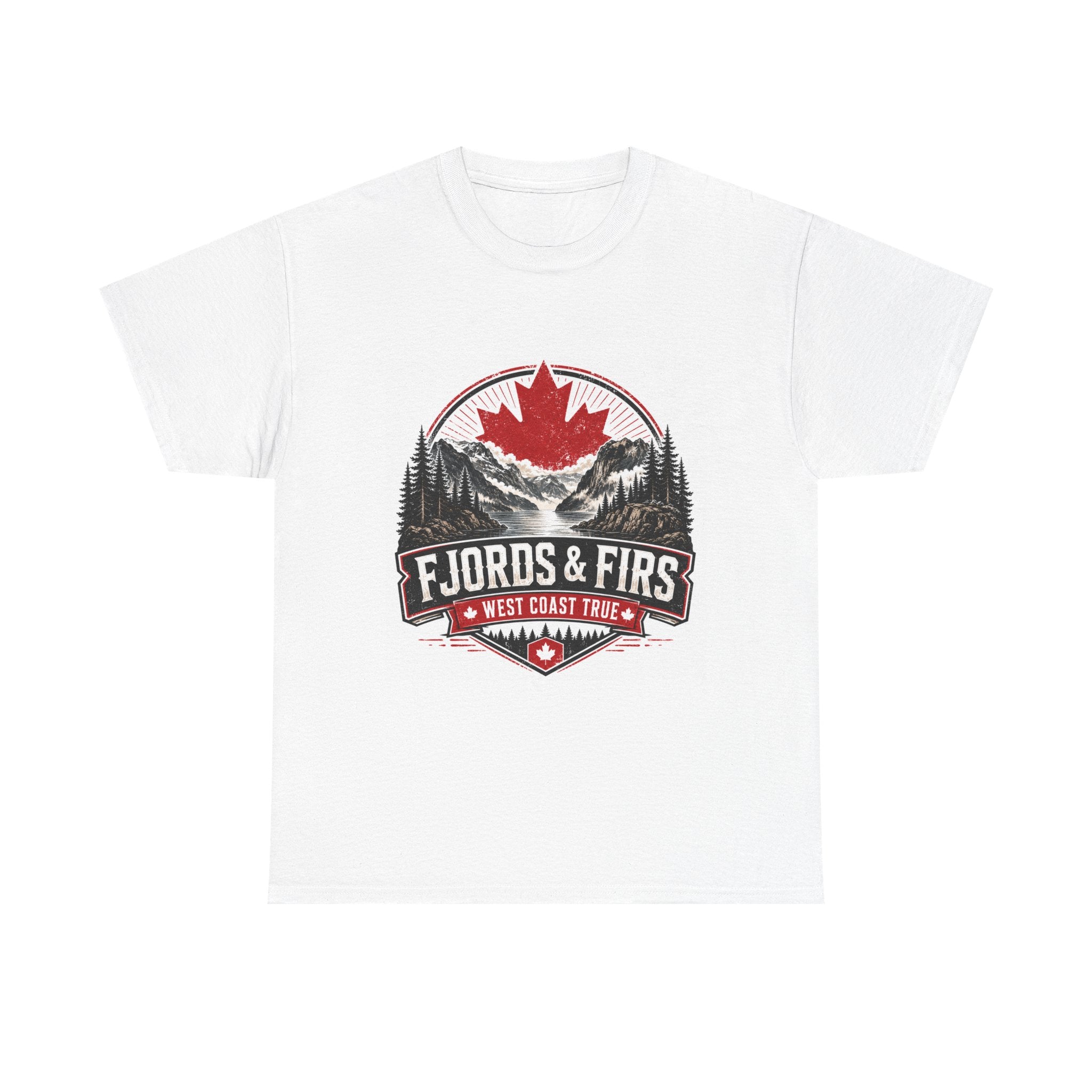 Fjords & Firs Tee — West Coast Travel Canadian Maple Adventure Shirt