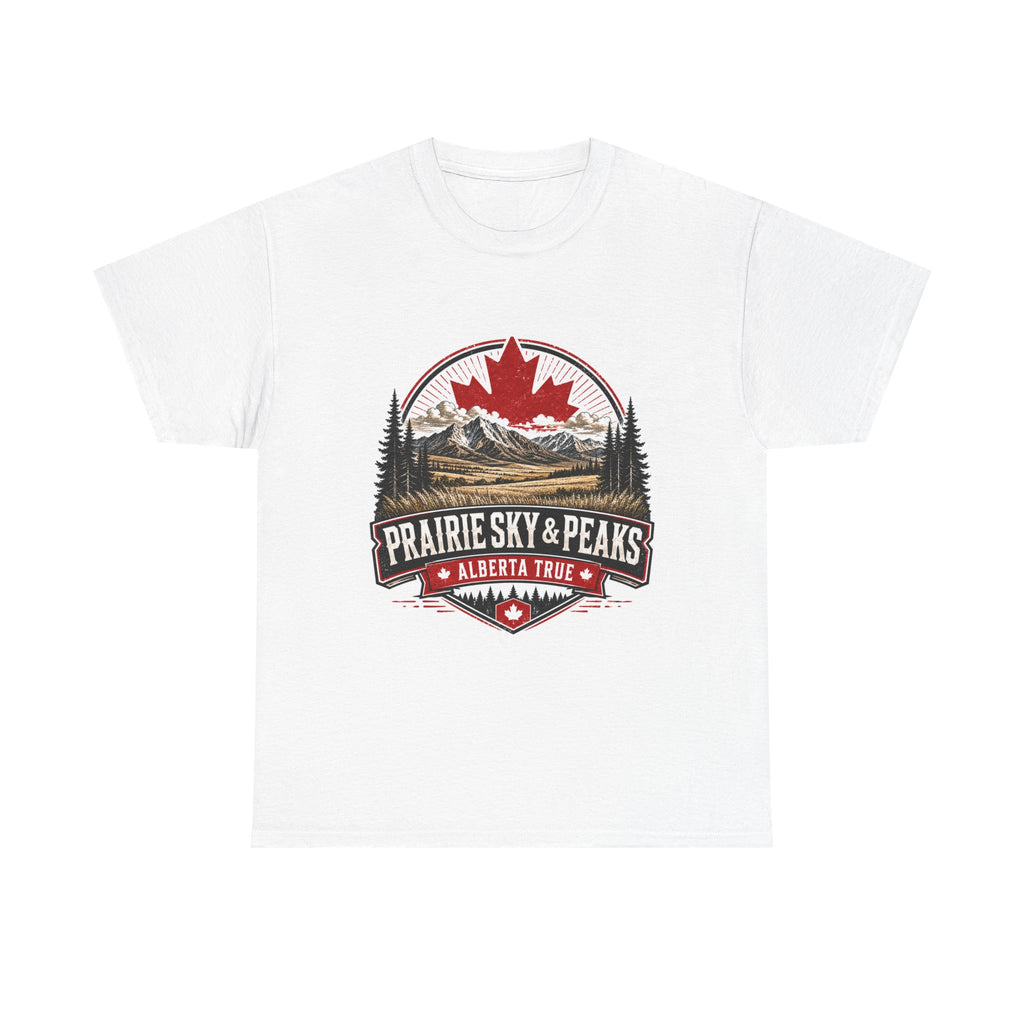 Alberta Prairie Sky & Peaks T‑Shirt — Canada Maple Mountain Outdoors Tee