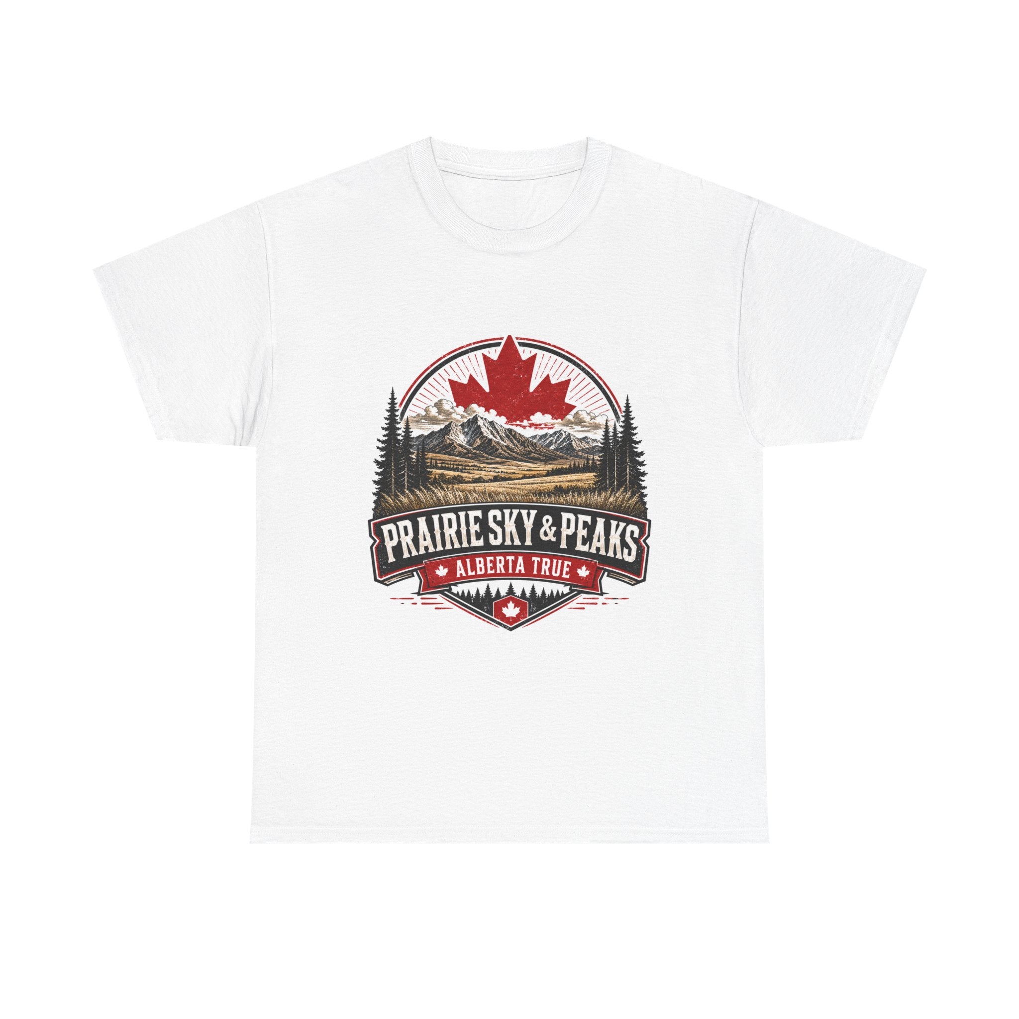 Alberta Prairie Sky & Peaks T‑Shirt — Canada Maple Mountain Outdoors Tee