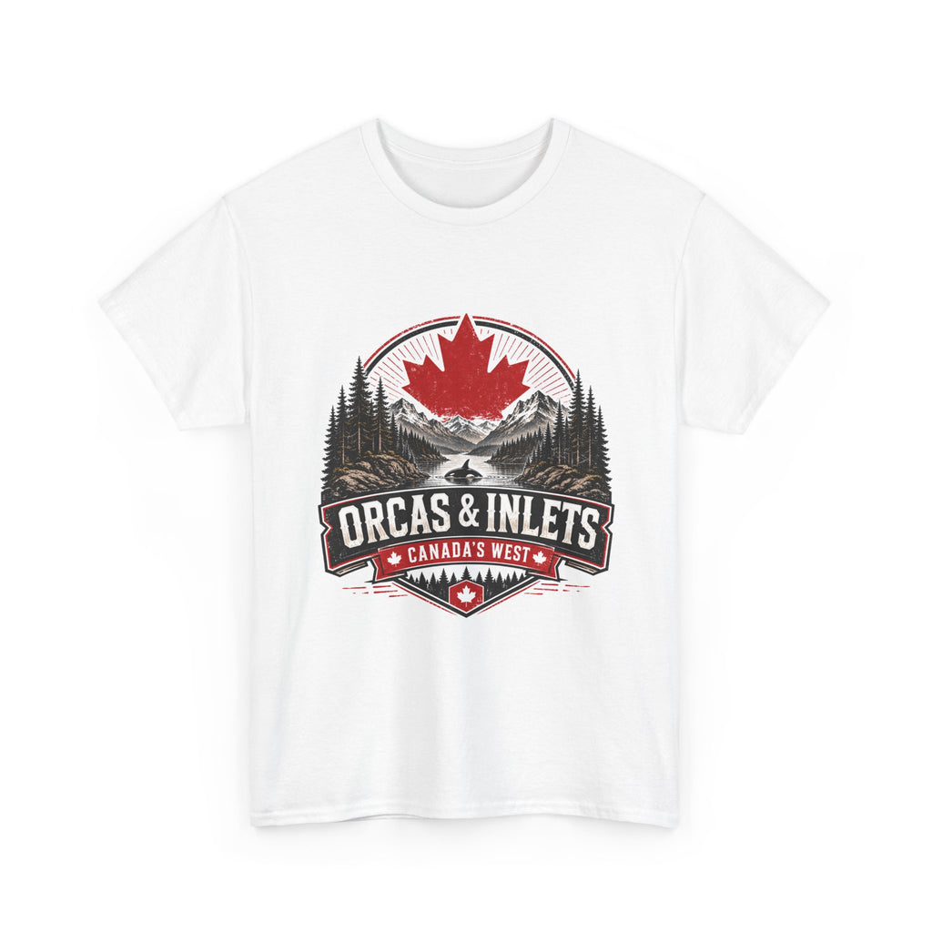 Orcas & Inlets Canada West T-Shirt – Mountain, Forest & Maple Badge