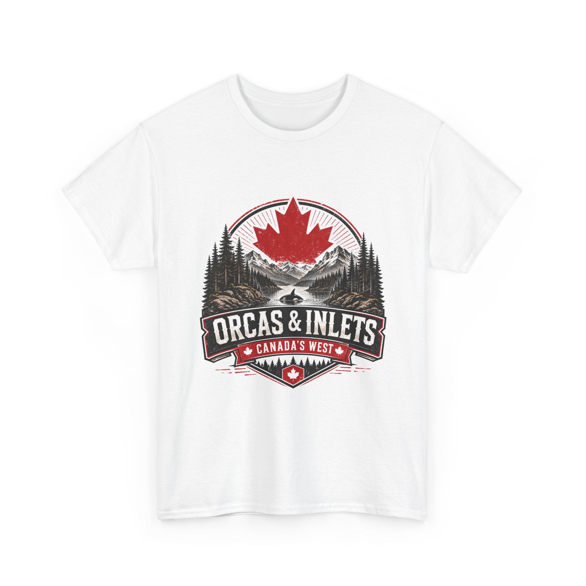 Orcas & Inlets Canada West T-Shirt – Mountain, Forest & Maple Badge