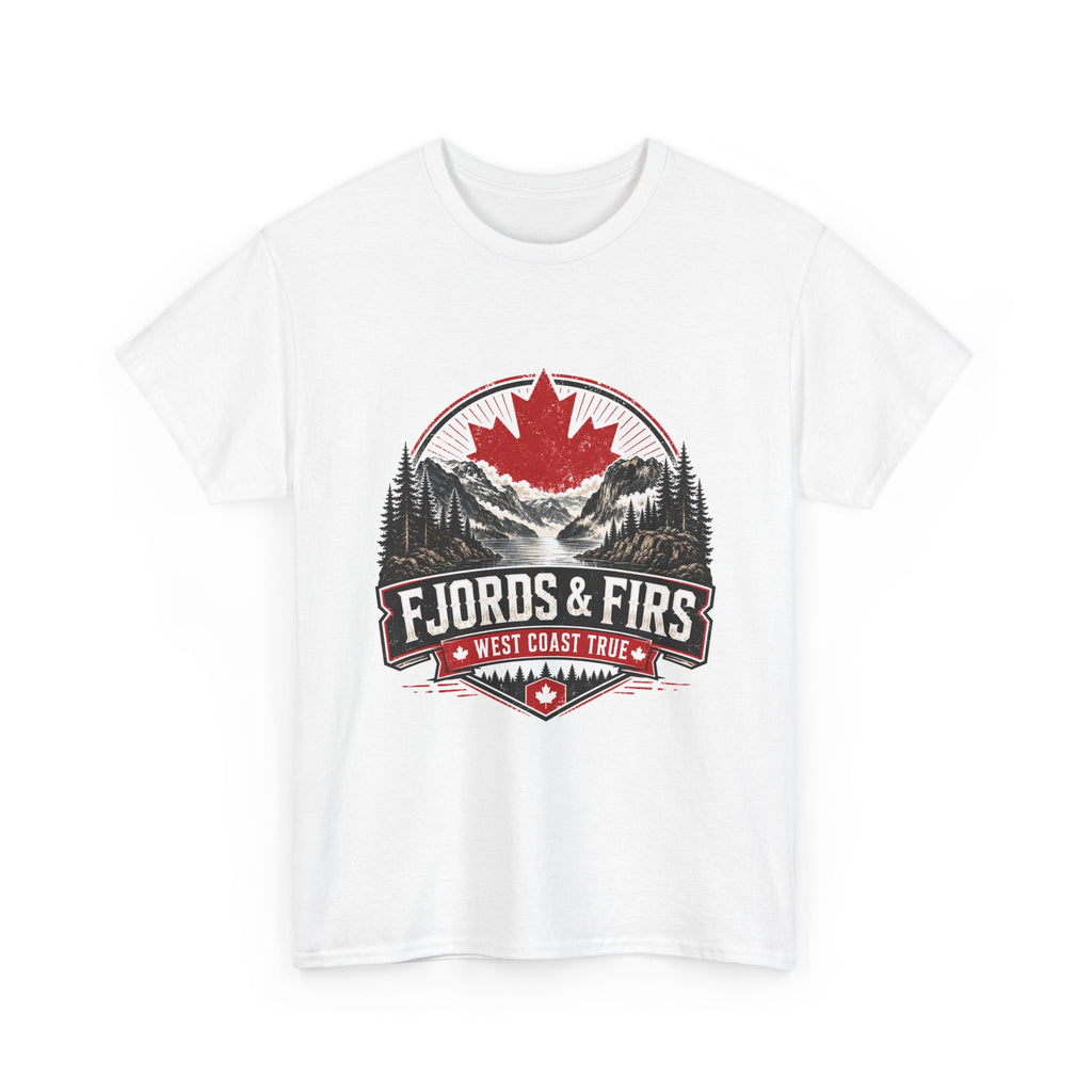 Fjords & Firs Tee — West Coast Travel Canadian Maple Adventure Shirt