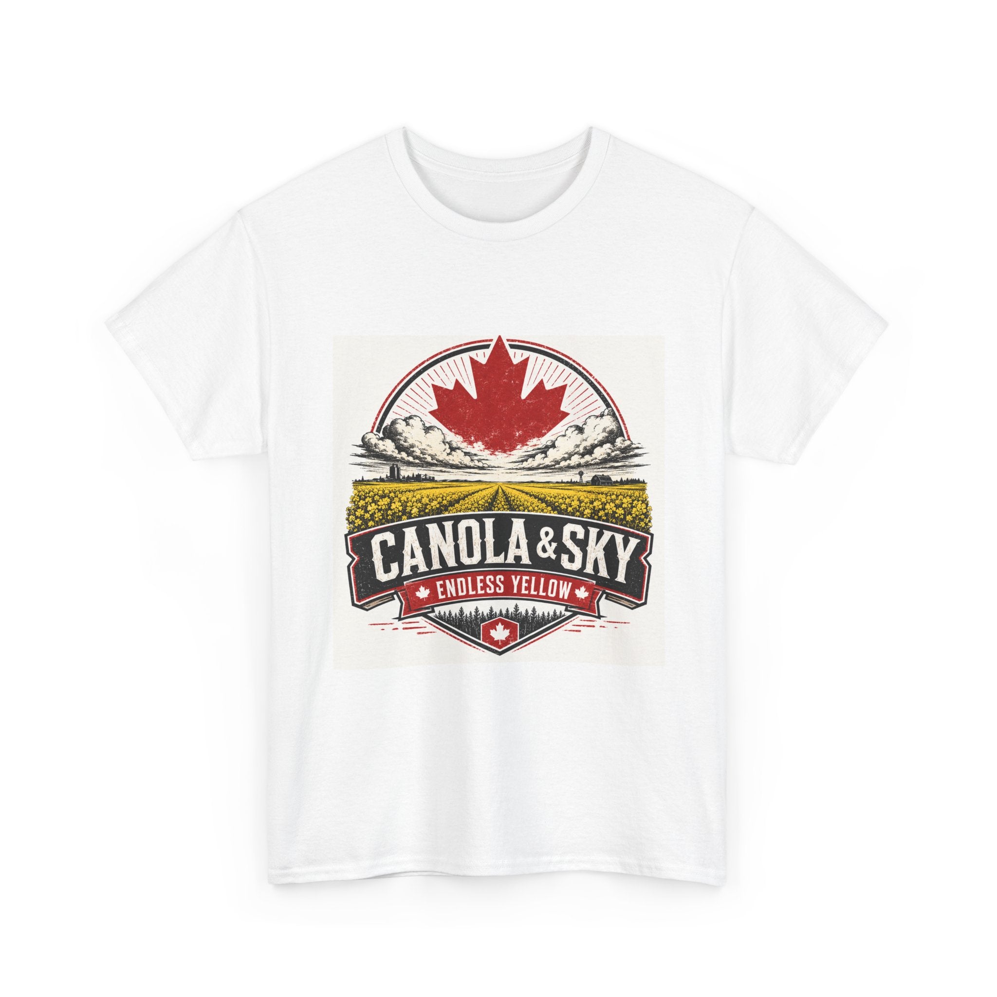 Canola & Sky Graphic Tee – Canadian Maple Farm Landscape Shirt