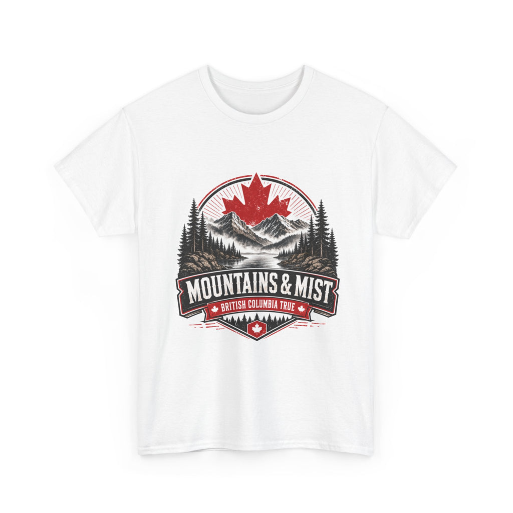 Mountains & Mist Graphic Tee — Canadian Maple Outdoor Adventure Shirt