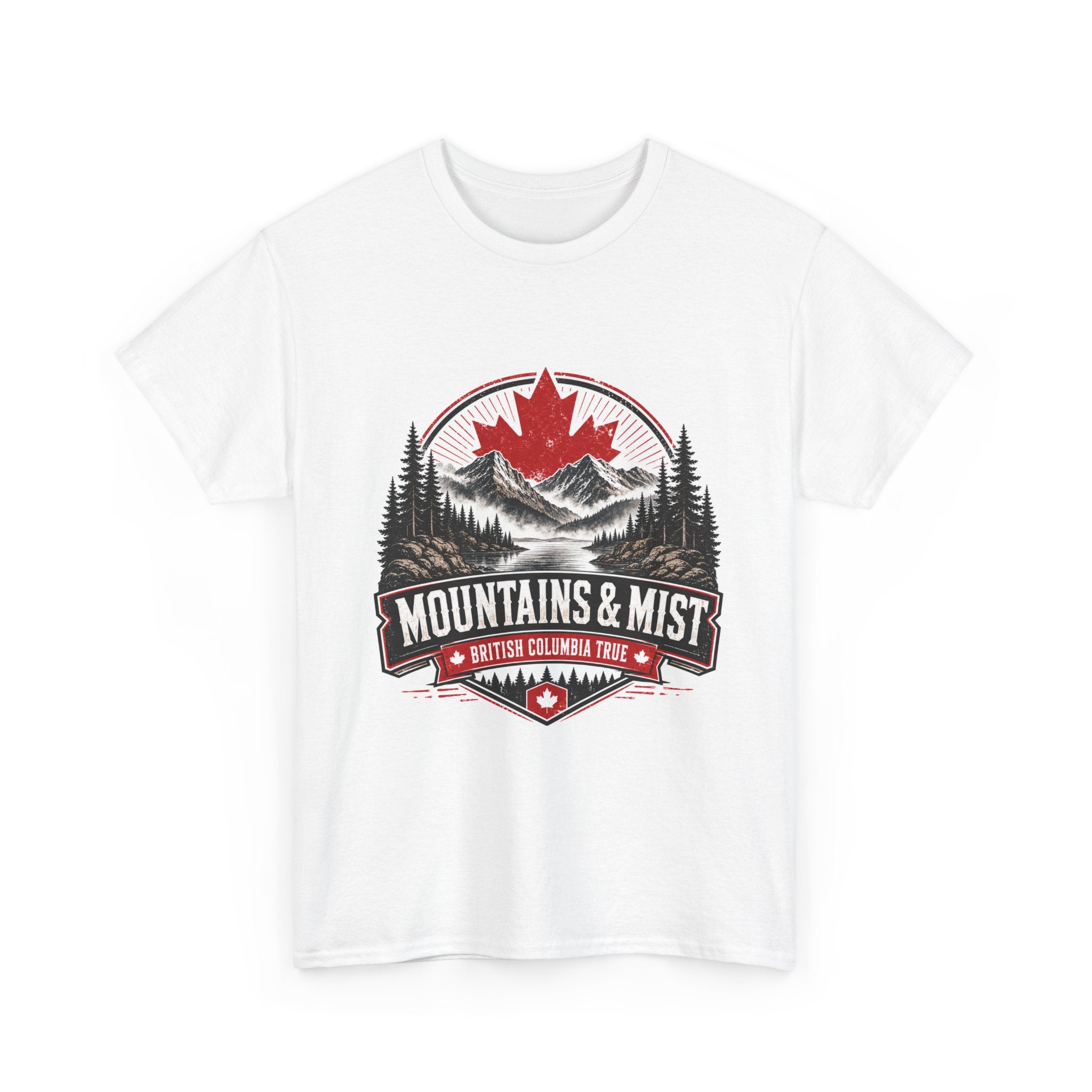 Mountains & Mist Graphic Tee — Canadian Maple Outdoor Adventure Shirt