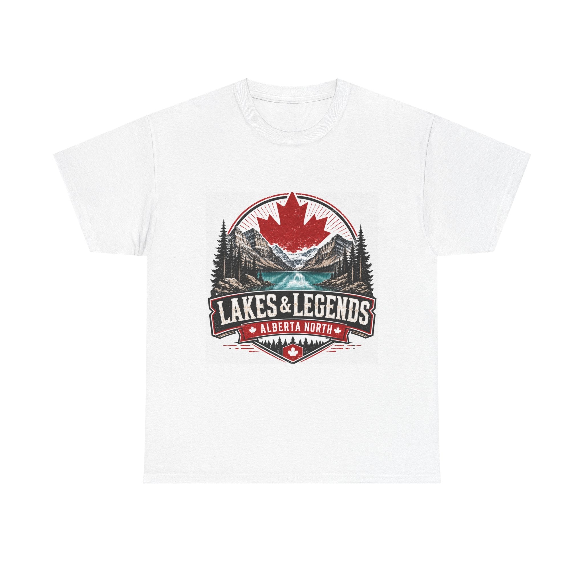 Lakes & Legends Alberta North T‑Shirt — Canadian Maple Mountain Lake Graphic Tee