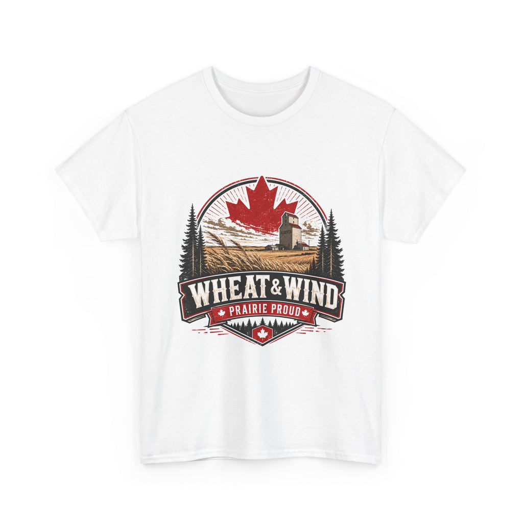 Wheat & Wind Prairie Proud T‑Shirt — Canadian Farm Vintage Logo Tee