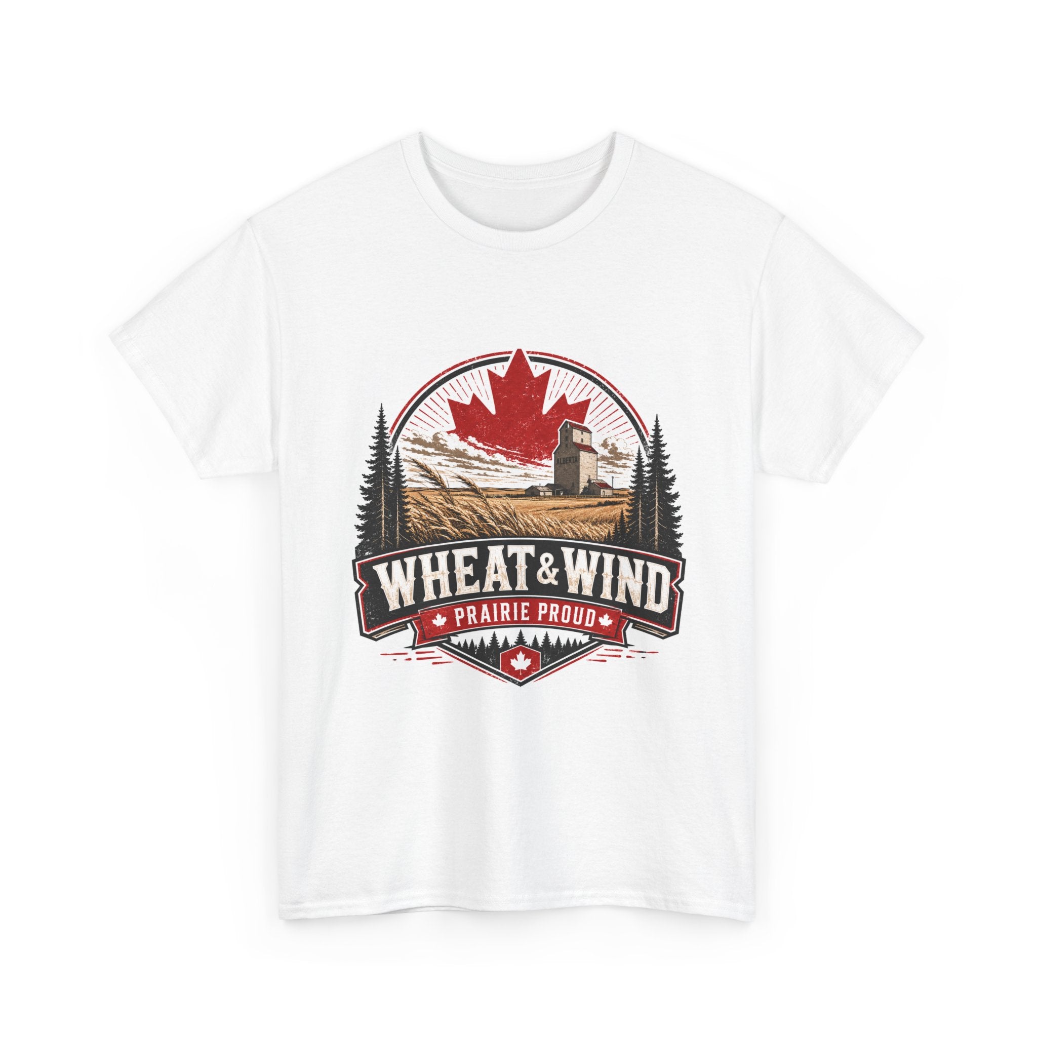 Wheat & Wind Prairie Proud T‑Shirt — Canadian Farm Vintage Logo Tee