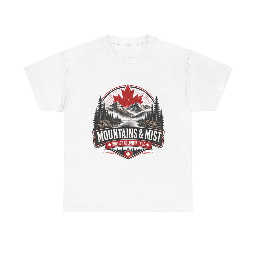 Mountains & Mist Graphic Tee — Canadian Maple Outdoor Adventure Shirt
