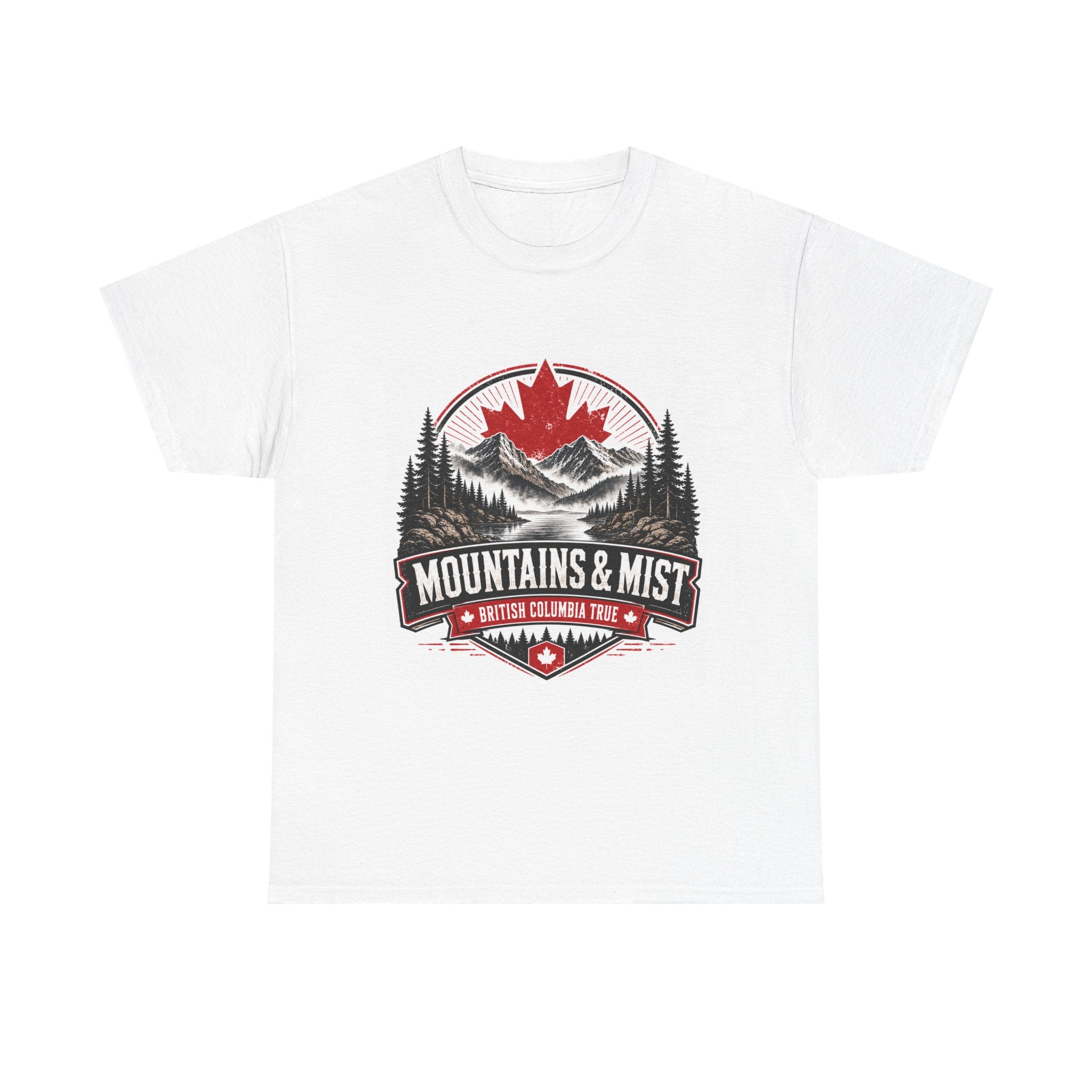 Mountains & Mist Graphic Tee — Canadian Maple Outdoor Adventure Shirt