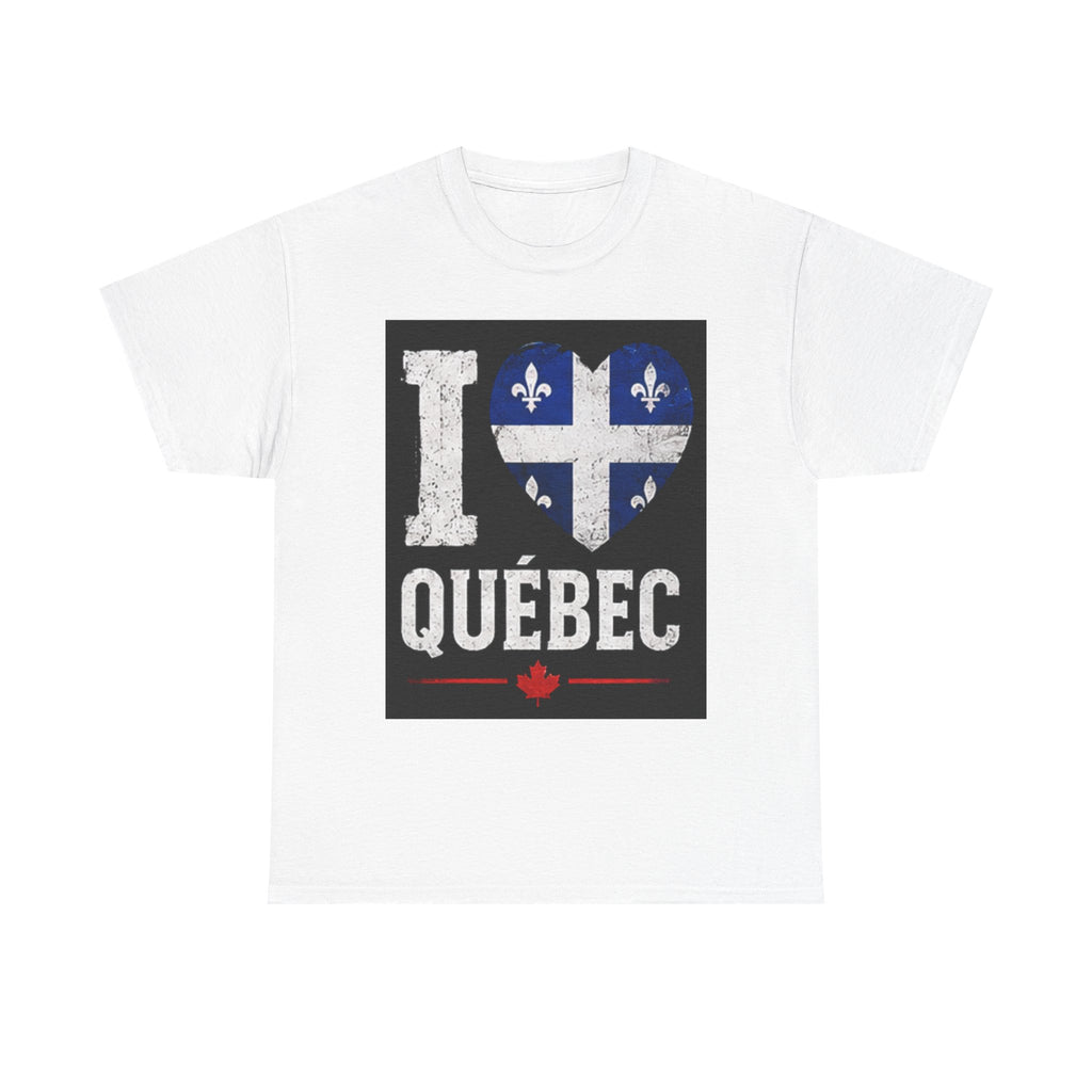 I Heart Québec T-Shirt — Québec Flag Heart Travel Tee
