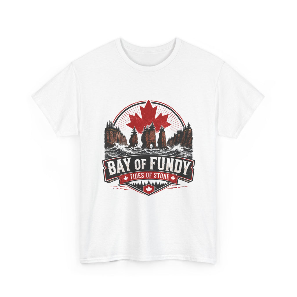 Bay of Fundy Tee – Canada Maple Shield, Tides of Stone Travel Shirt